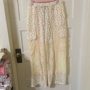 POL Floral and Lace Relaxed Fit Pants